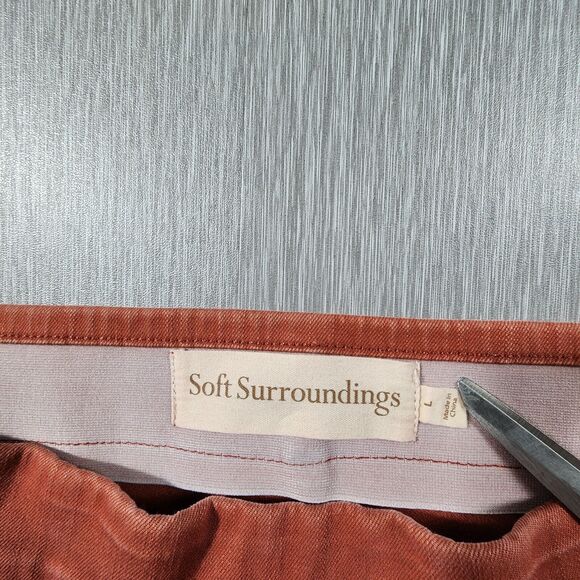 Soft Surroundings Pull On Jeans L Rusty Red Straight High Rise Comfort Waist - Picture 4 of 12